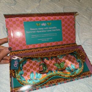 Slip Silk Sleep Mask Libra with Pink and Teal Floral Design